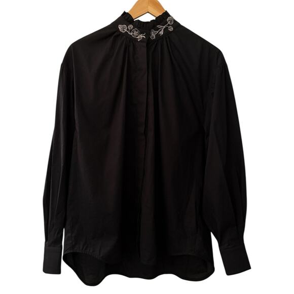 Vivetta Black Tunic Top Italy Sz 40 Oversized Romantic Embroidery Made in Italy - Picture 5 of 14